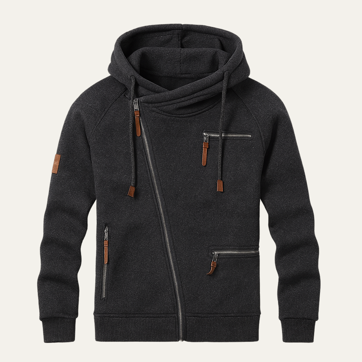 Men's Asymmetric Zip Hoodie in Black