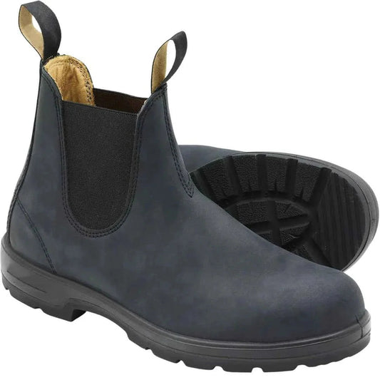 Men's Black Leather Chelsea Boots in Dark Grey