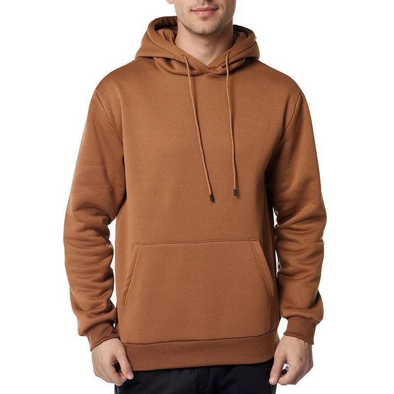 Men's Brushed Fleece Hoodie in Coffee Brown