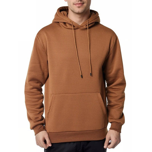 Men's Brushed Fleece Hoodie in Coffee Brown