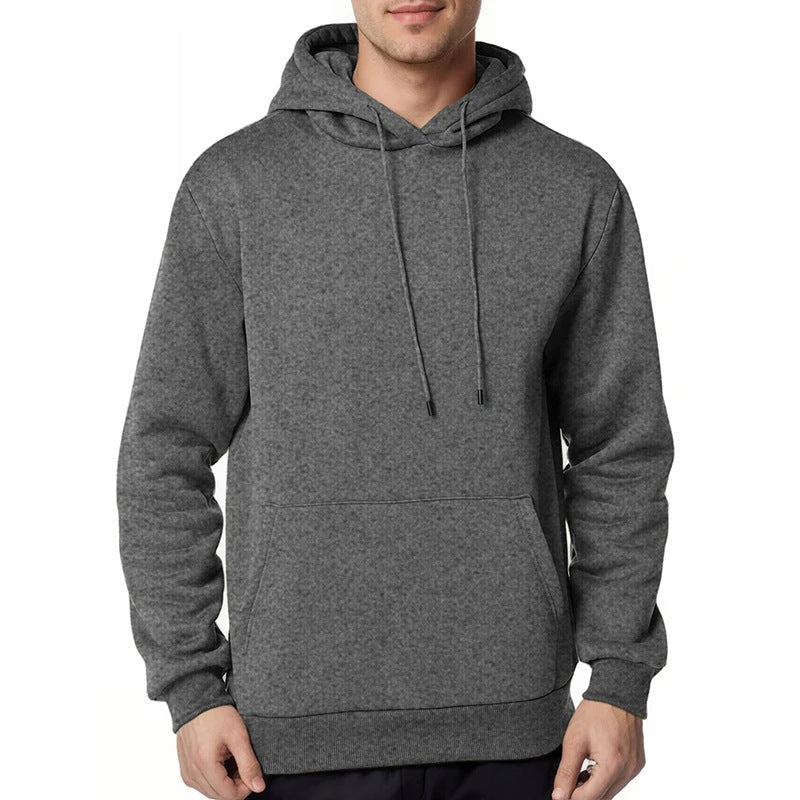 Men's Brushed Fleece Hoodie in Dark Grey