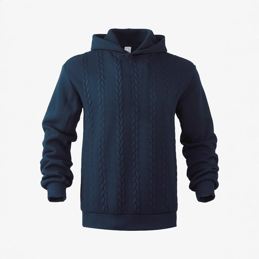 Men's Cable Knit Hoodie in Navy