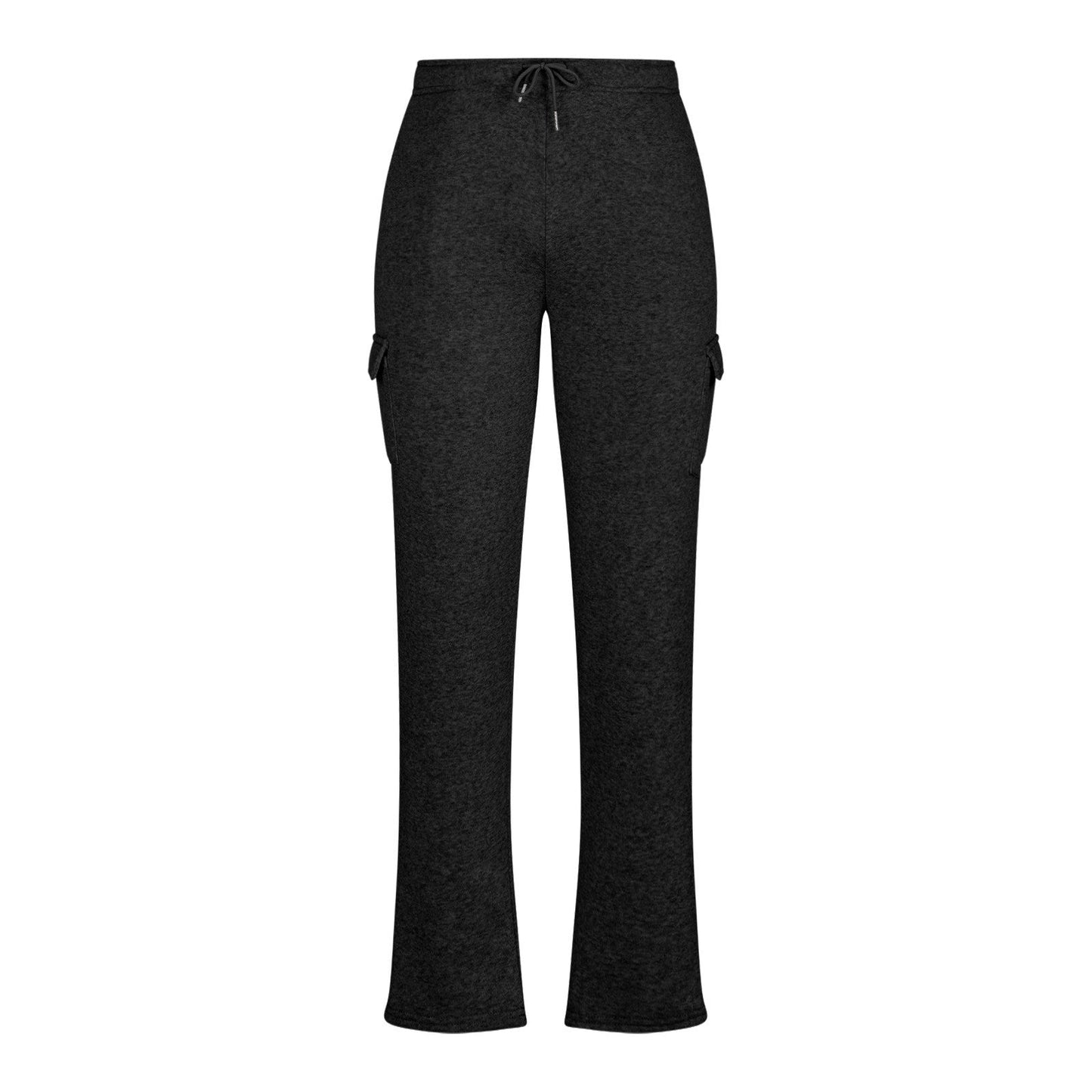 Men's cargo joggers in black with flap side pockets and a relaxed straight leg