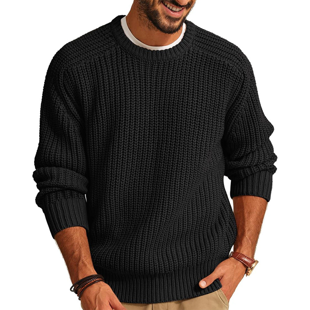 Men's Chunky Knit Cardigan in Black