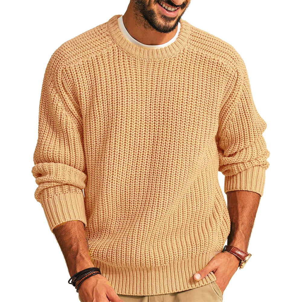Men's Chunky Knit Cardigan in Khaki