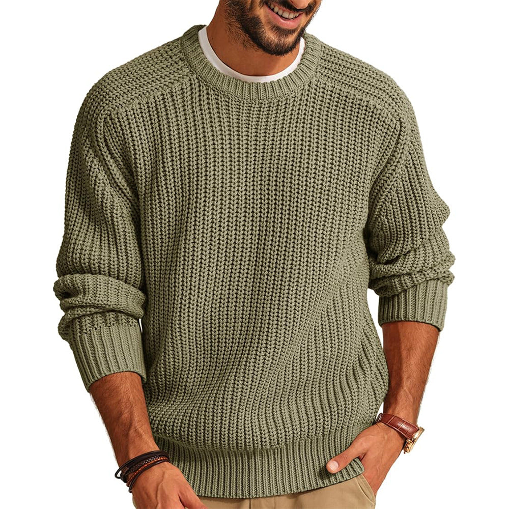 Men's Chunky Knit Cardigan in Light Green