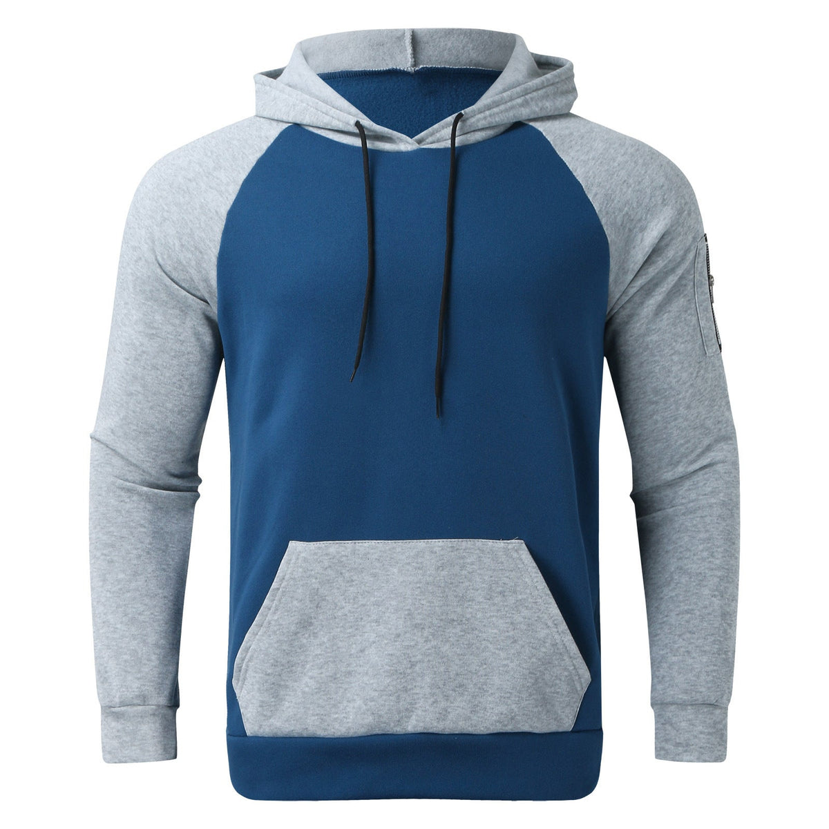 Men's Colour Block Raglan Hoodie in Grey