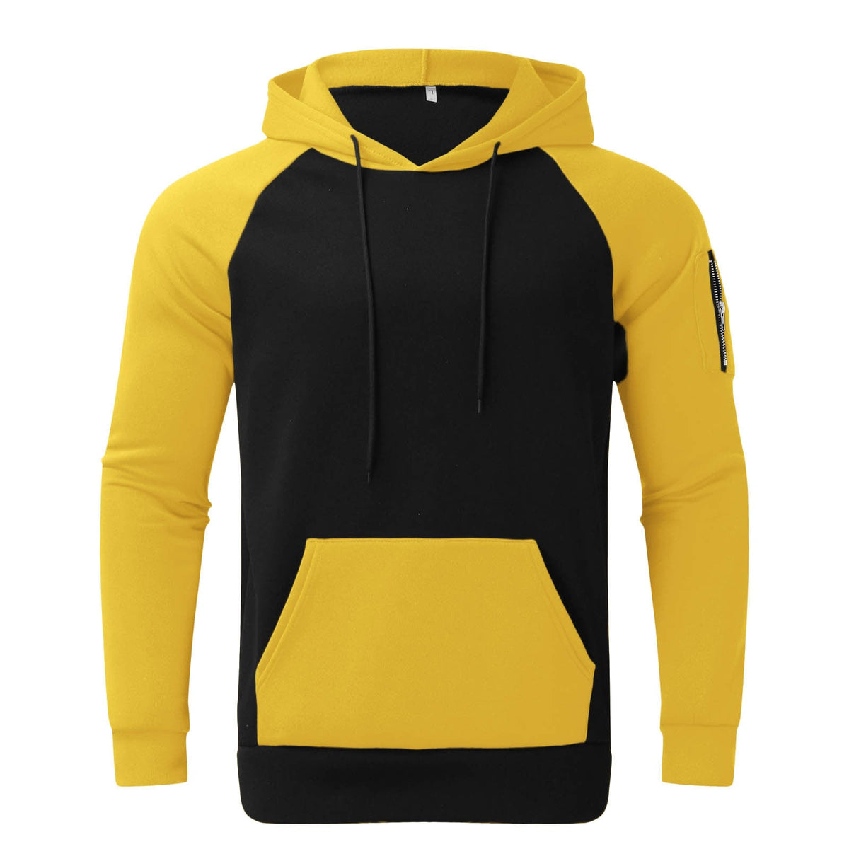 Men's Colour Block Raglan Hoodie in Yellow
