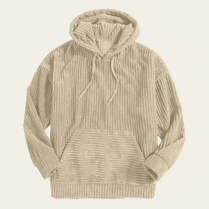 Men's Corduroy Hoodie in Beige