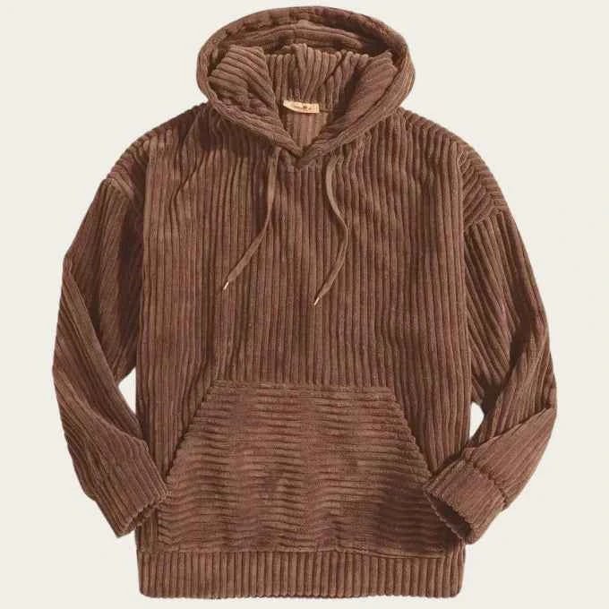 Men's Corduroy Hoodie in Brown