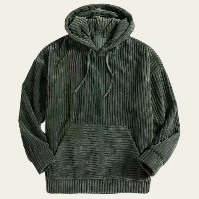 Men's Corduroy Hoodie in Dark Green
