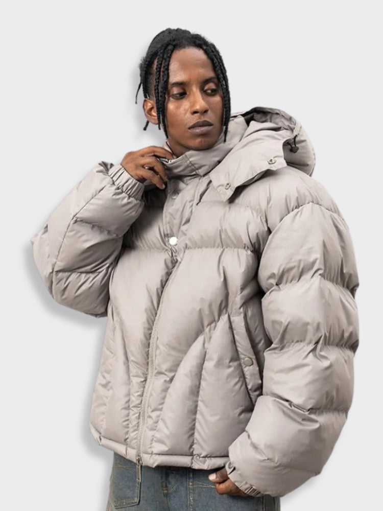 Men's Cropped Hooded Puffer Winter Jacket