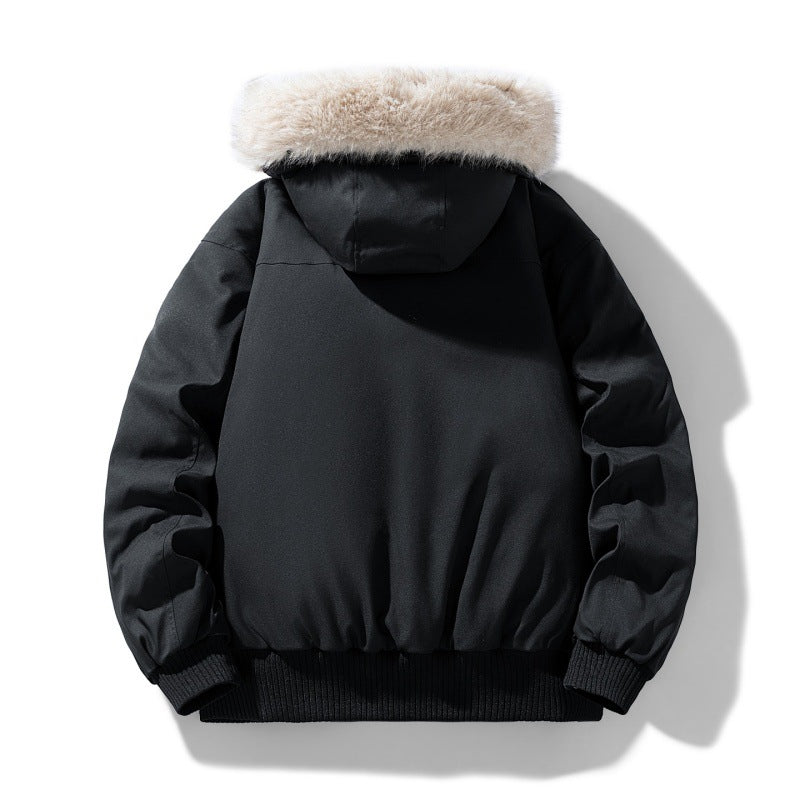 Men's Faux Fur Hood Bomber Winter Jacket