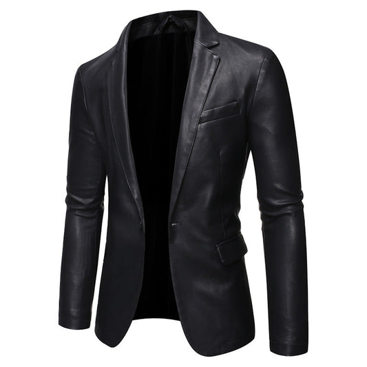 Men's Faux Leather Blazer