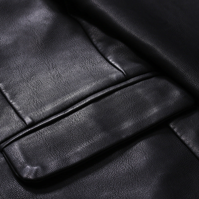 Men's Faux Leather Blazer
