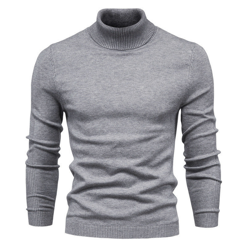 Men's Fine Knit Turtleneck Sweater in Grey