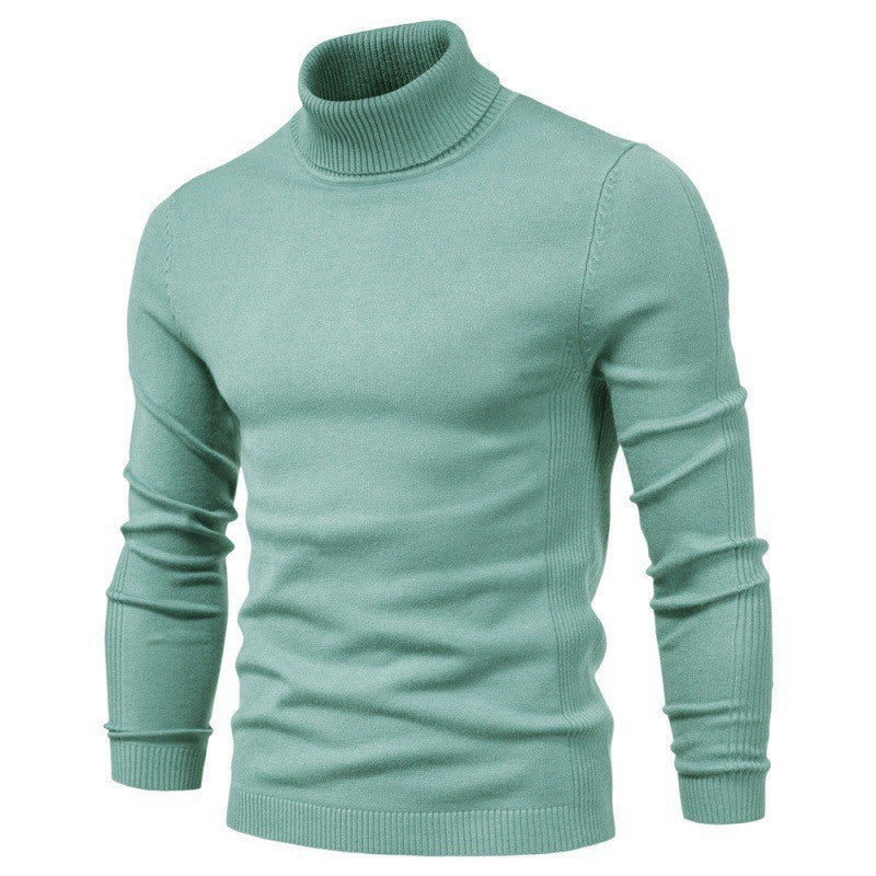 Men's Fine Knit Turtleneck Sweater in Light Green