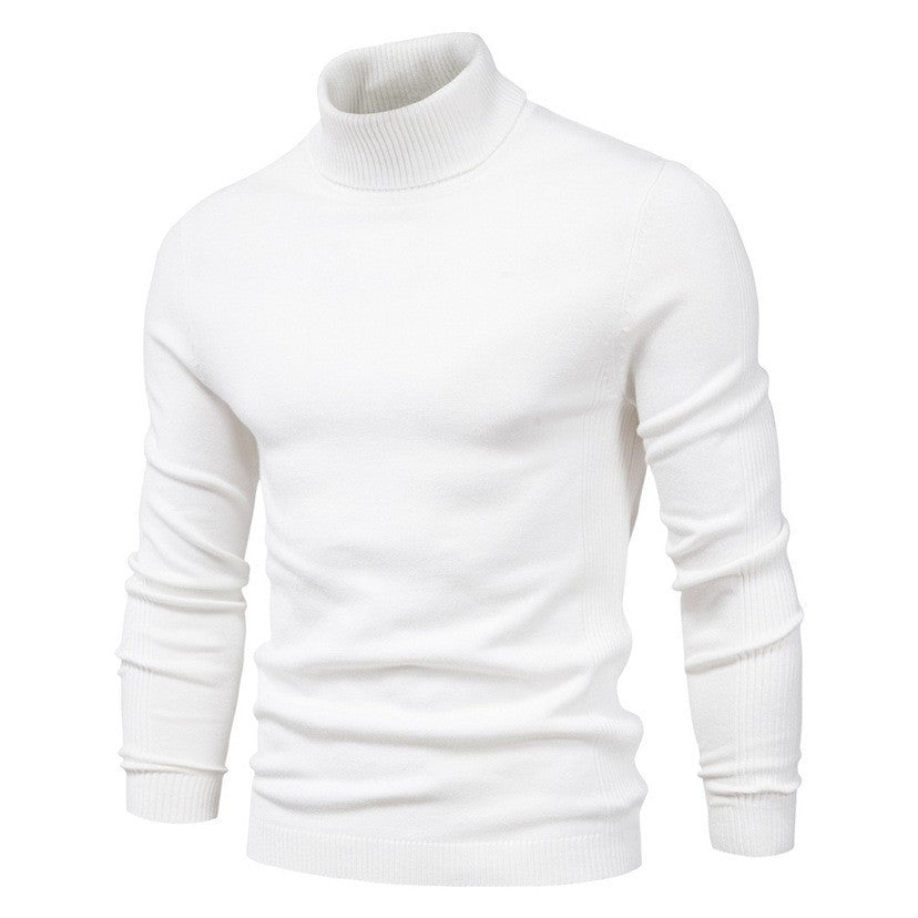 Men's Fine Knit Turtleneck Sweater in White