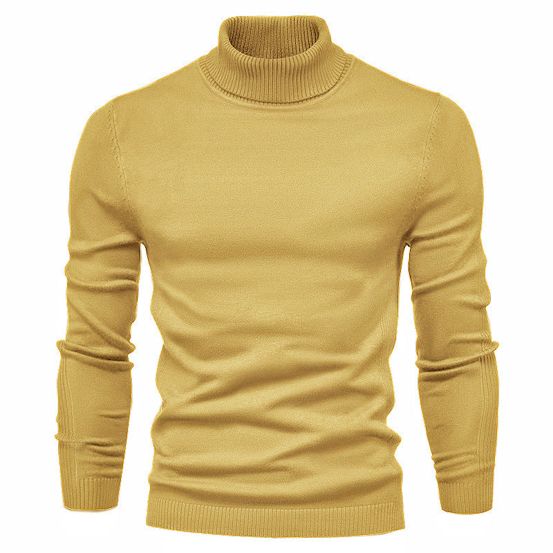 Men's Fine Knit Turtleneck Sweater in Yellow