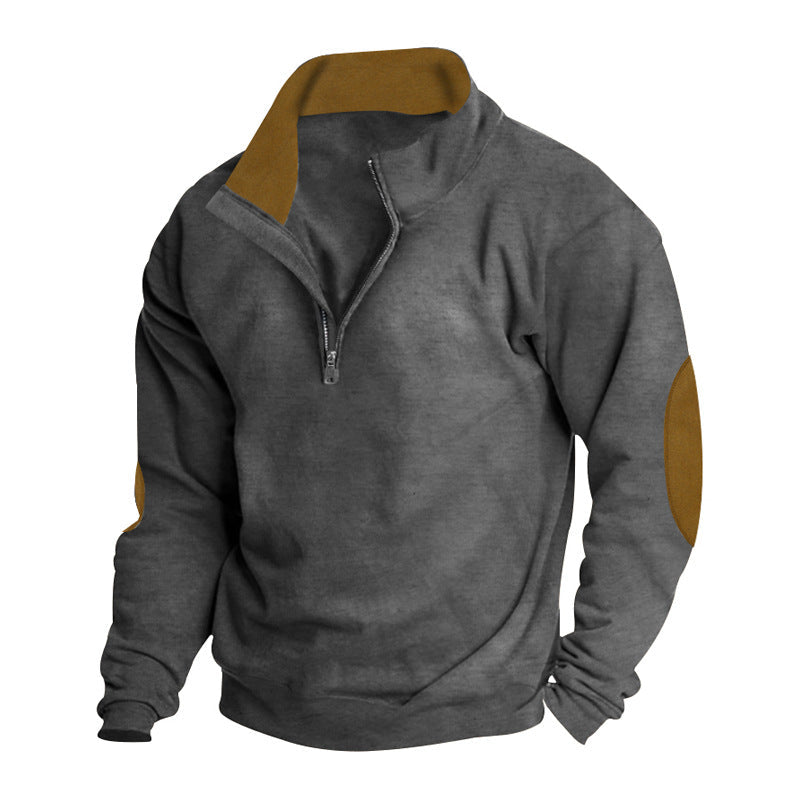 Men's Half Zip Knit Cardigan in Grey