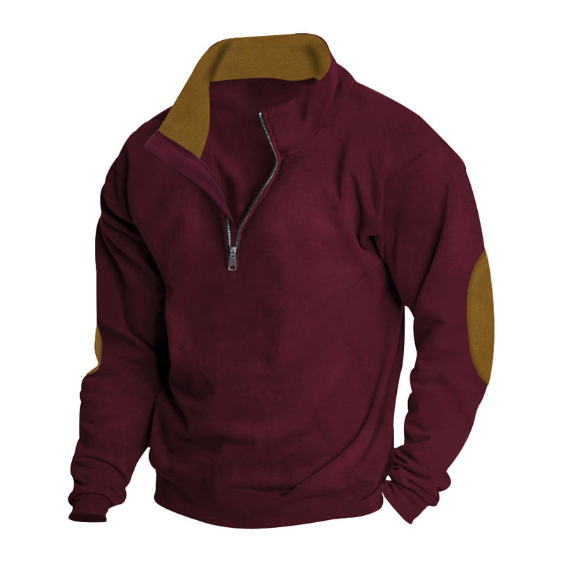 Men's Half Zip Knit Cardigan in Red