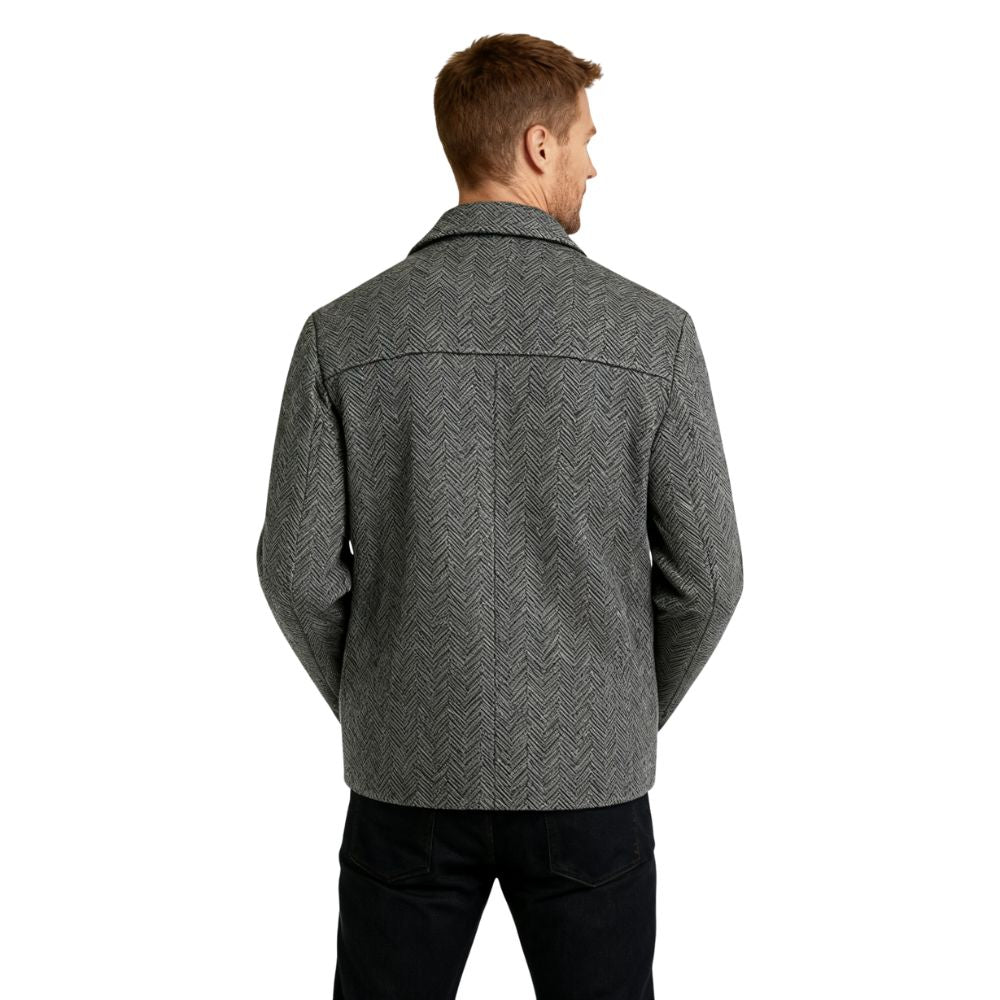 Men's Herringbone Wool Chore Coat for Smart Casual Style