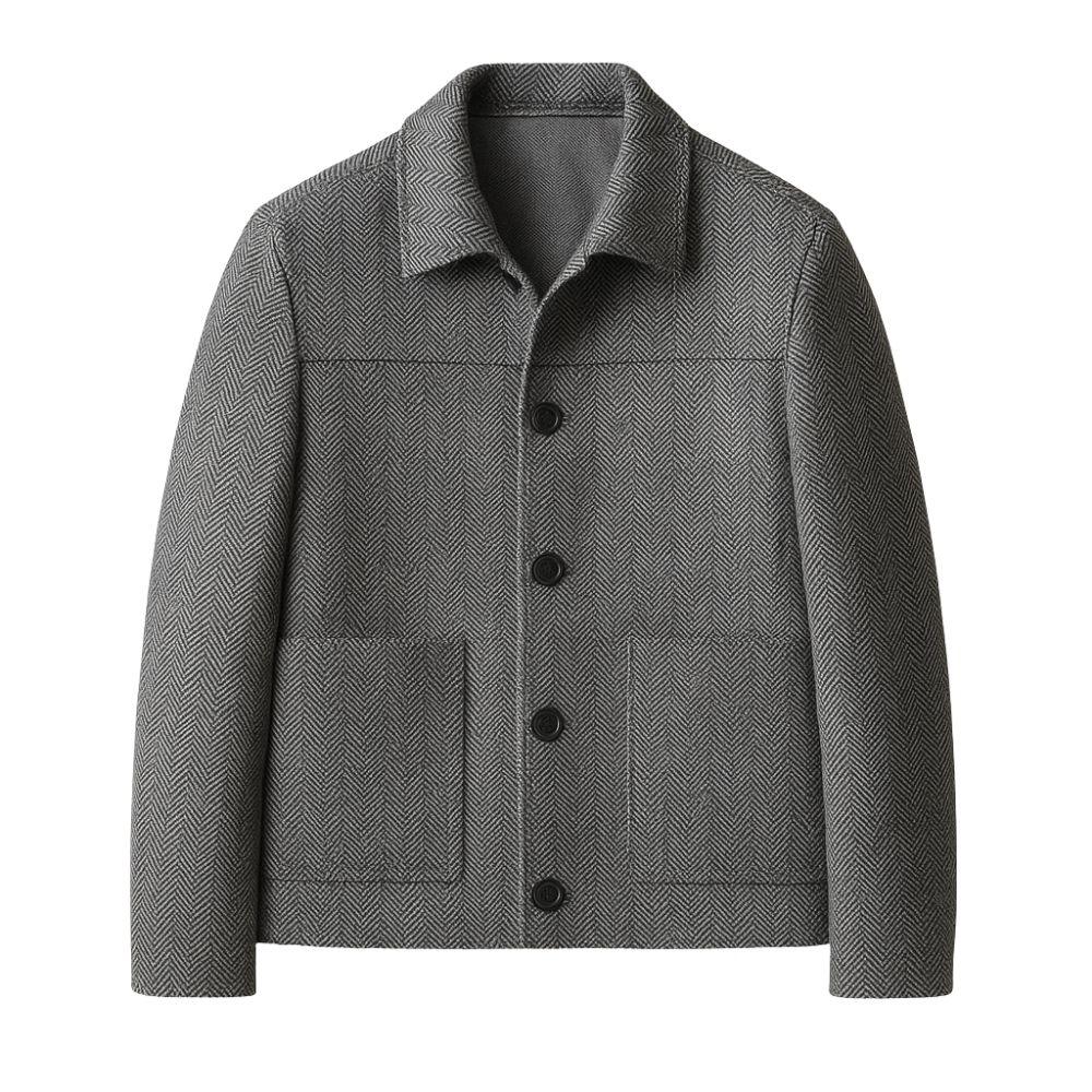 Men's Herringbone Wool Chore Coat for Smart Casual Style