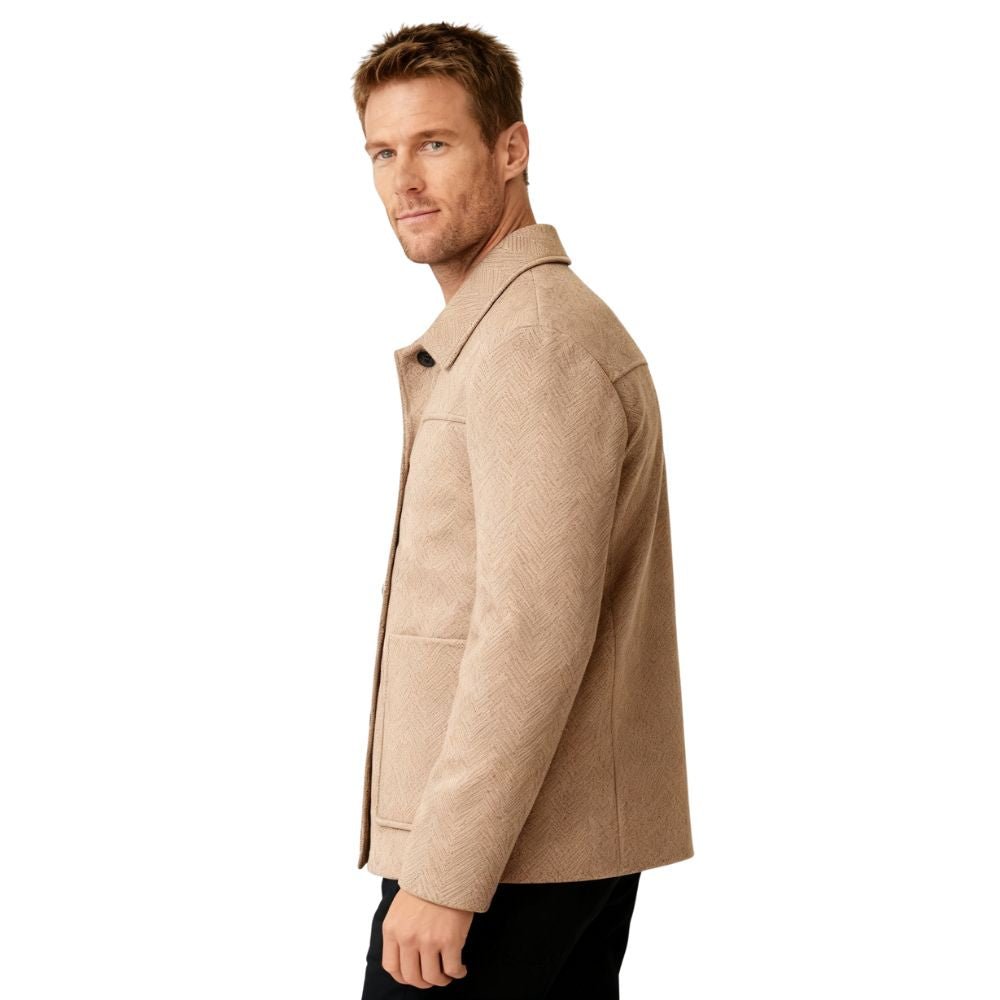 Men's Herringbone Wool Chore Coat for Smart Casual Style