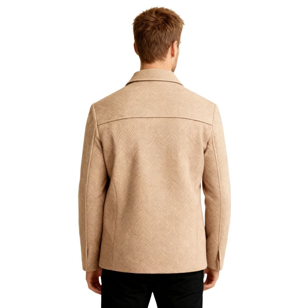 Men's Herringbone Wool Chore Coat for Smart Casual Style