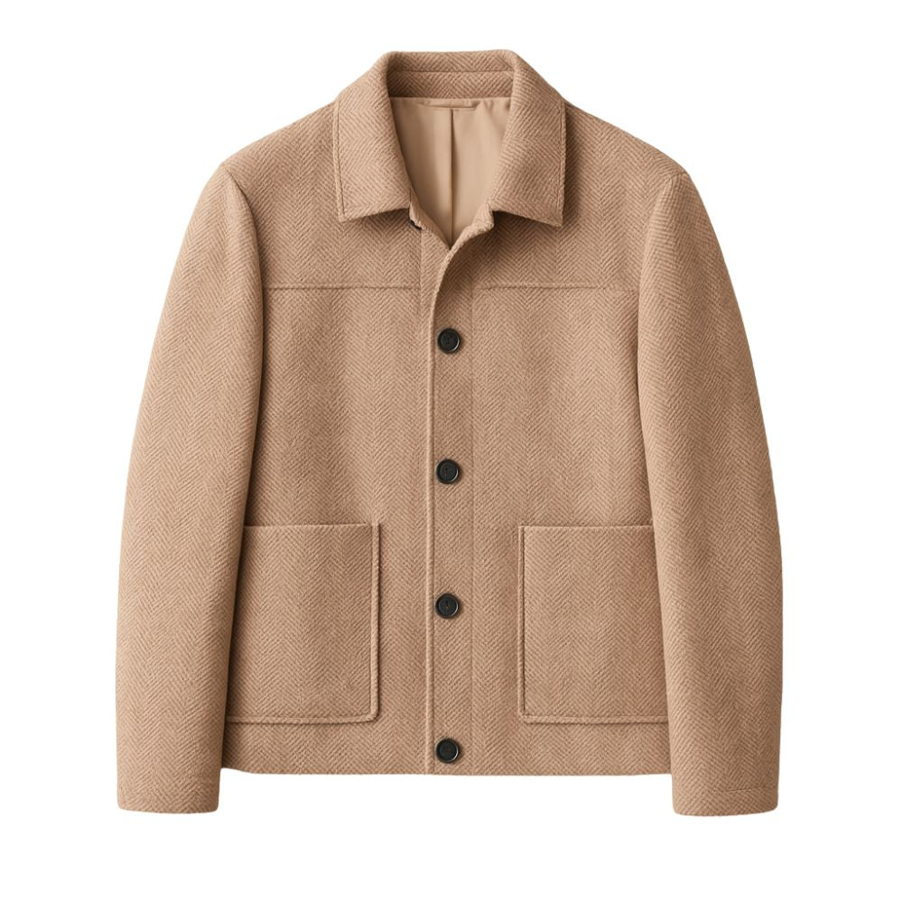 Men's Herringbone Wool Chore Coat for Smart Casual Style