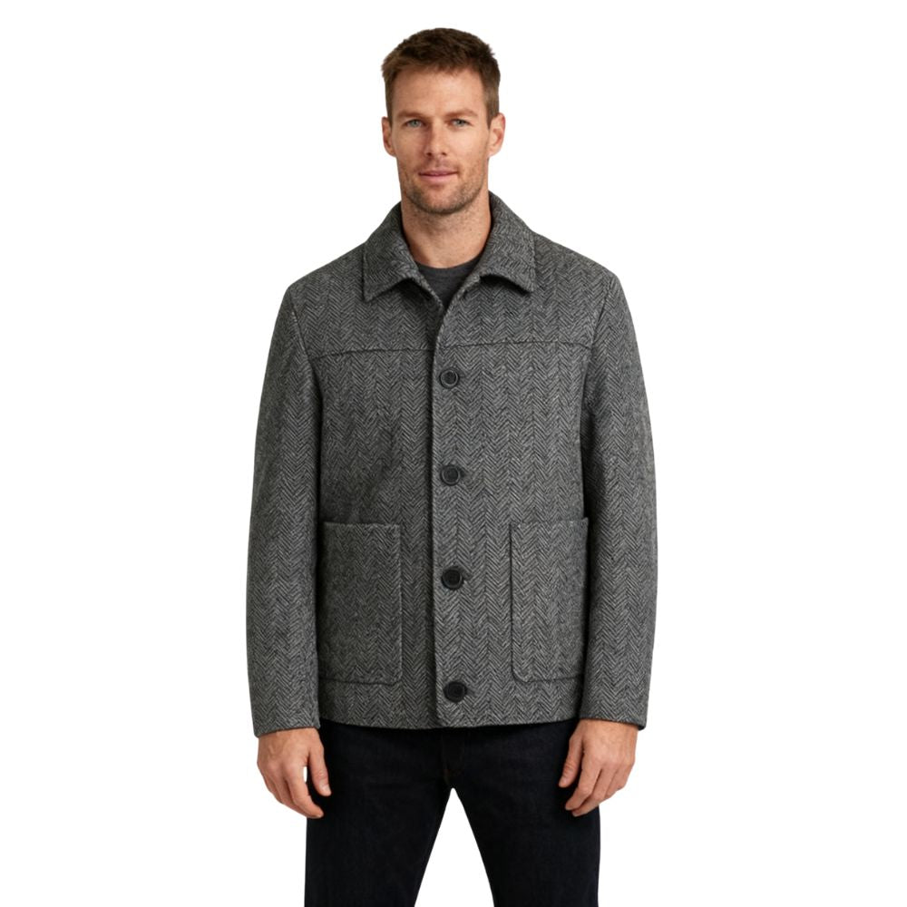 Men's Herringbone Wool Chore Coat for Smart Casual Style