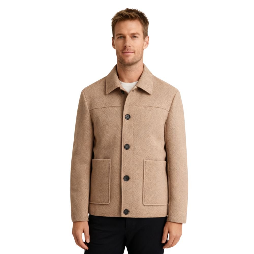 Men's Herringbone Wool Chore Coat for Smart Casual Style
