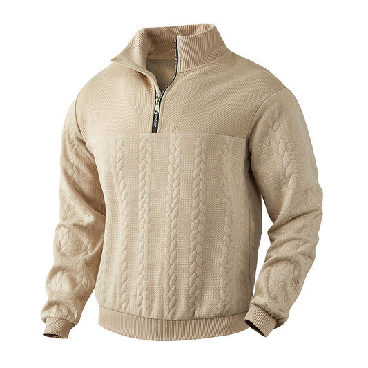 Men's High Collar Cable Sweater