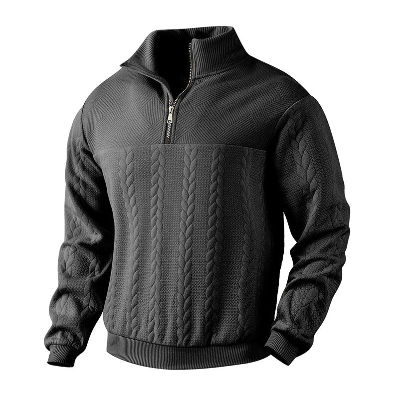 Men's High Collar Cable Sweater