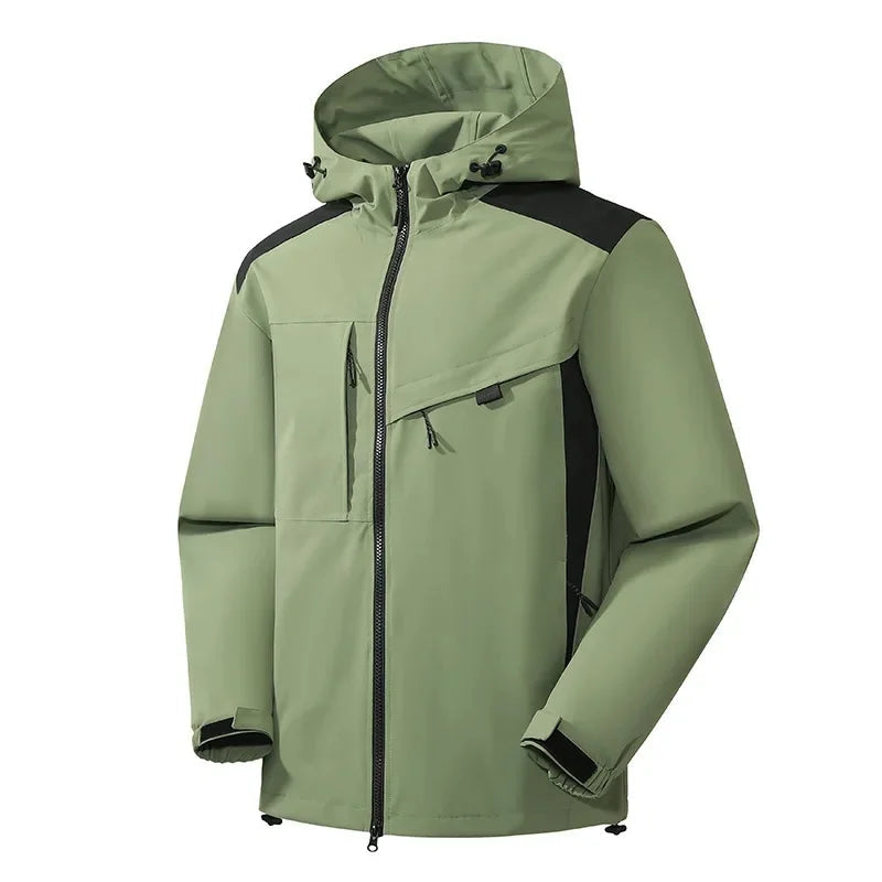 Men's Hooded Padded Winter Coat in Grey Green