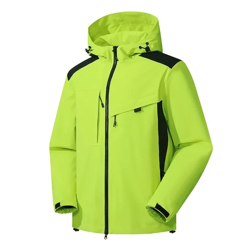 Men's Hooded Padded Winter Coat in Lime Green