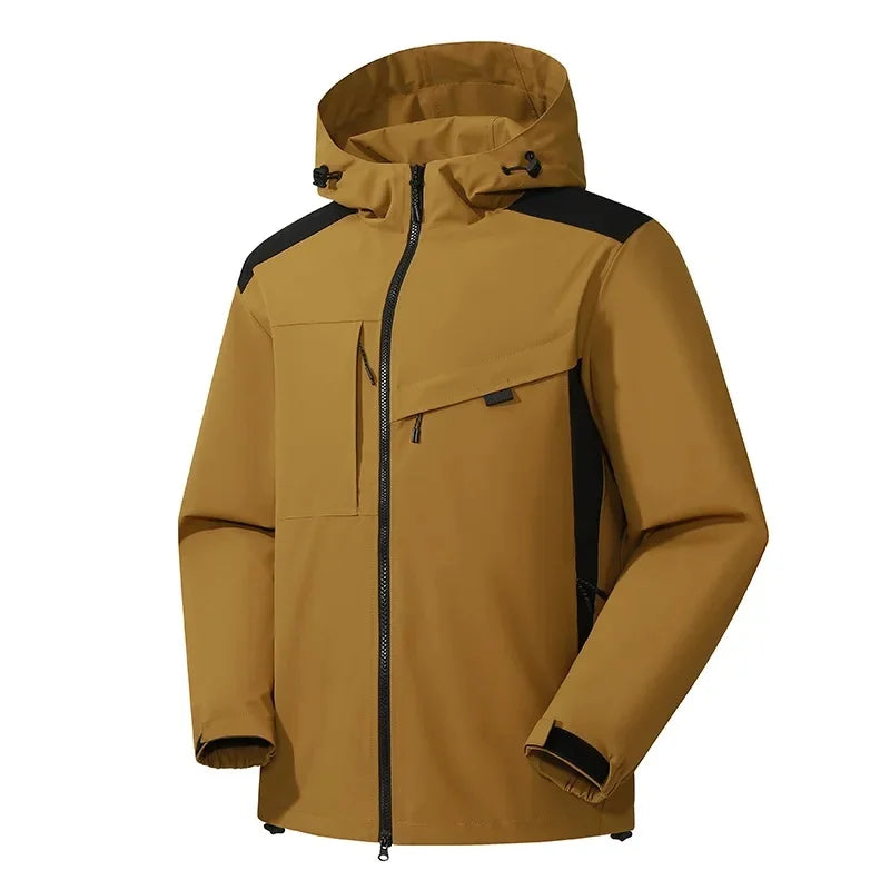 Men's Hooded Padded Winter Coat in Tan