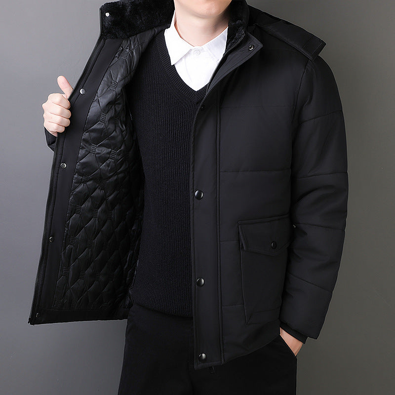 Men's Hooded Padded Winter Jacket in Black