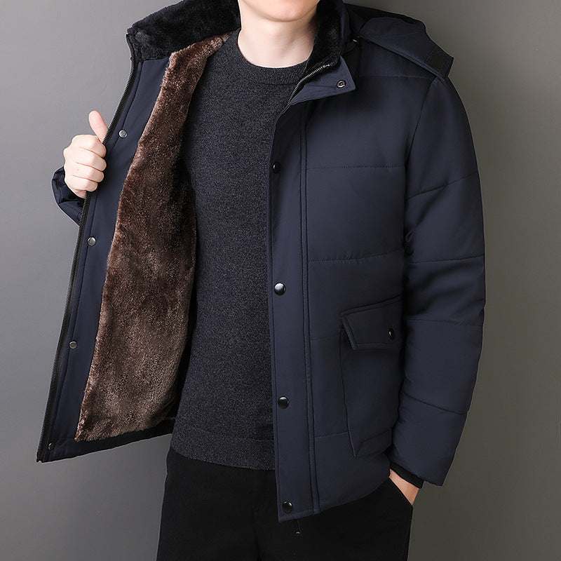 Men's Hooded Padded Winter Jacket in Navy