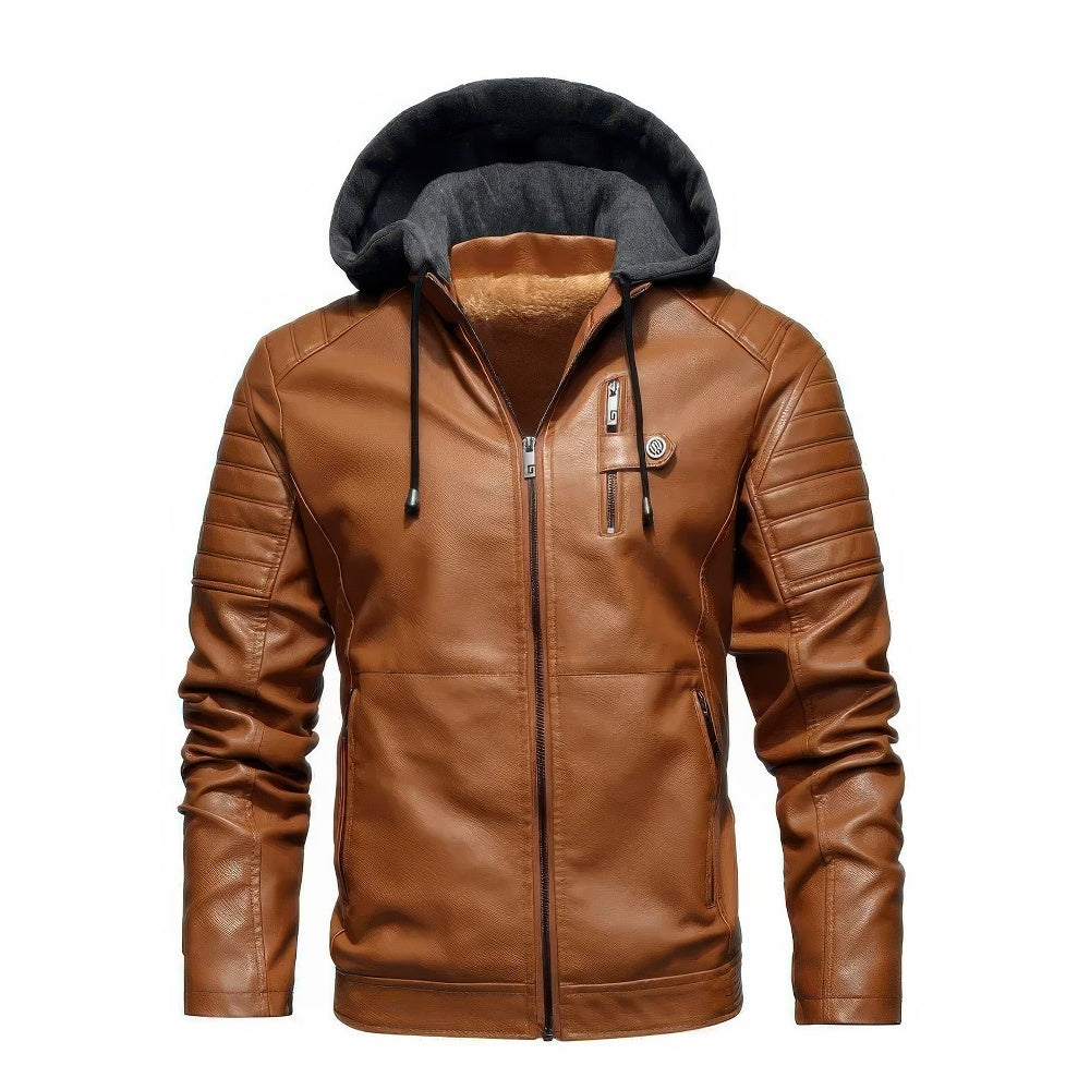 Men's Hooded Puffer Winter Coat in Brown