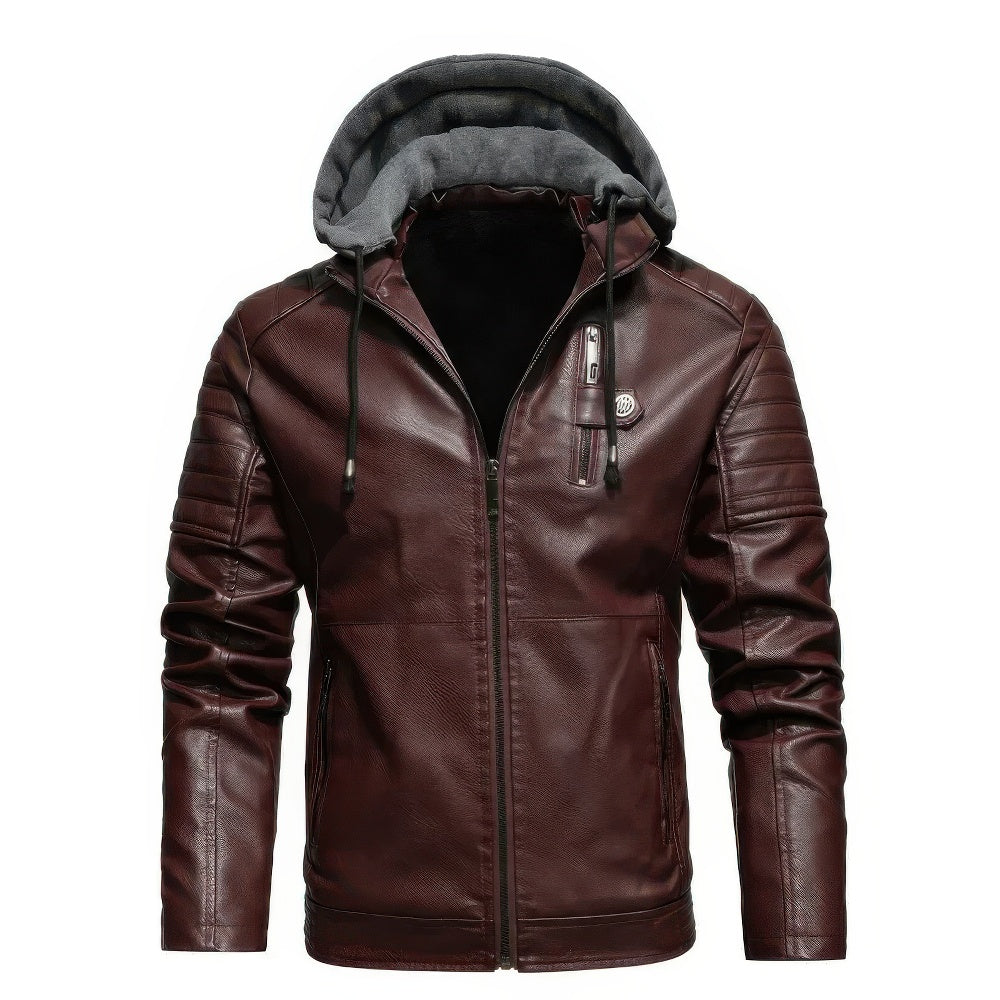Men's Hooded Puffer Winter Coat in Red