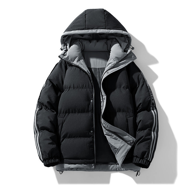Men's Hooded Puffer Winter Jacket in Black