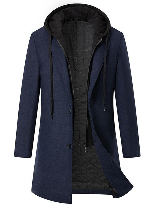 Men's Hooded Winter Coat in Dark Blue