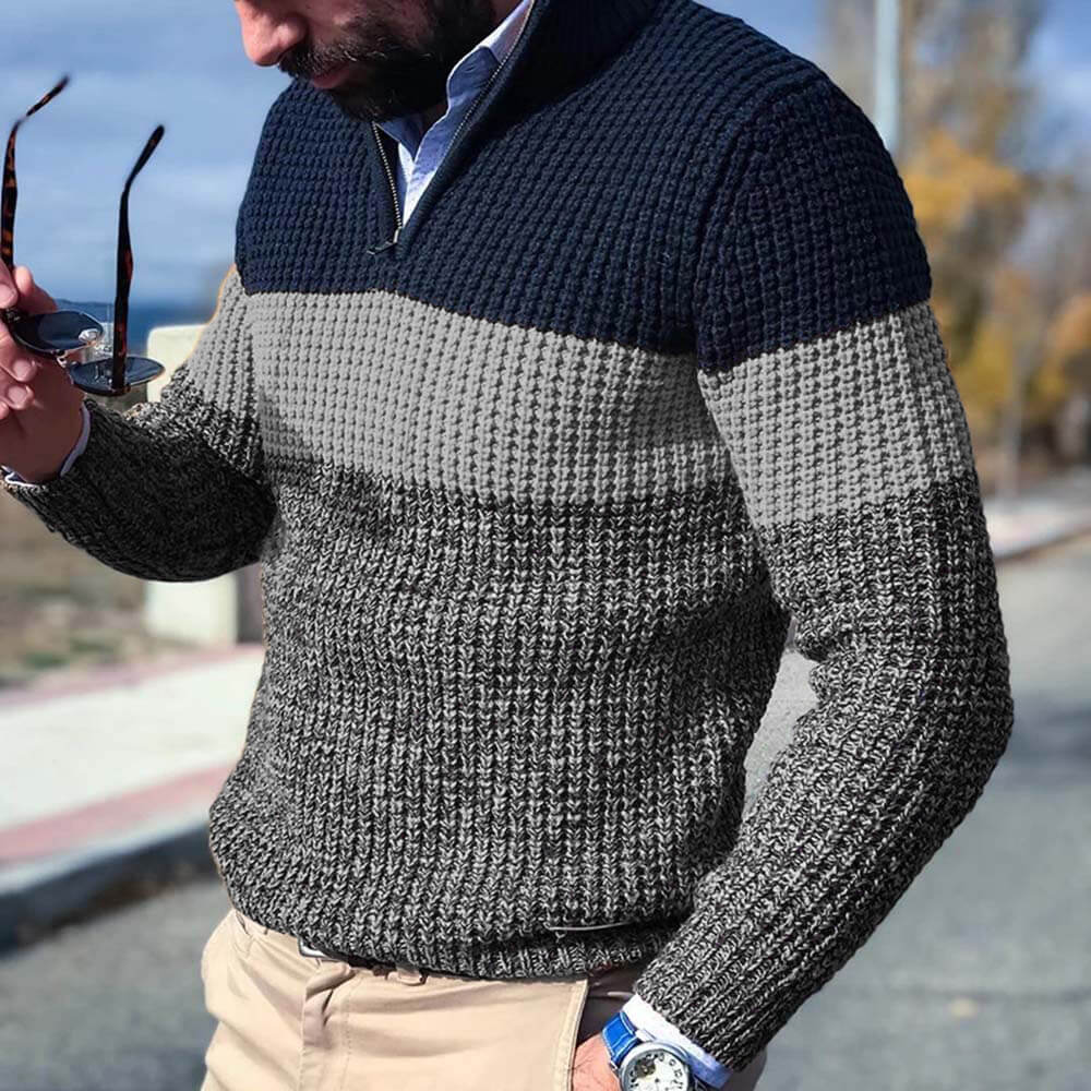 Men's Knitted Cardigan in Grey
