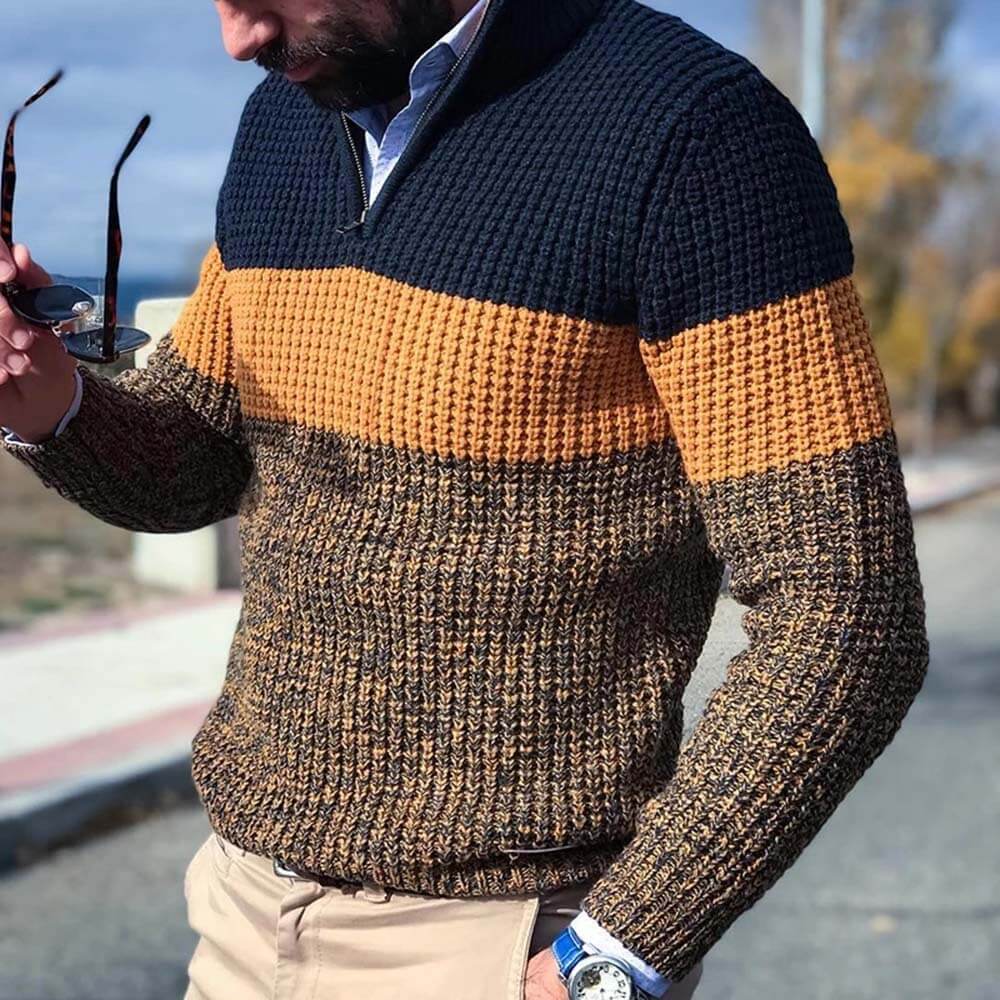 Men's Knitted Cardigan in Orange
