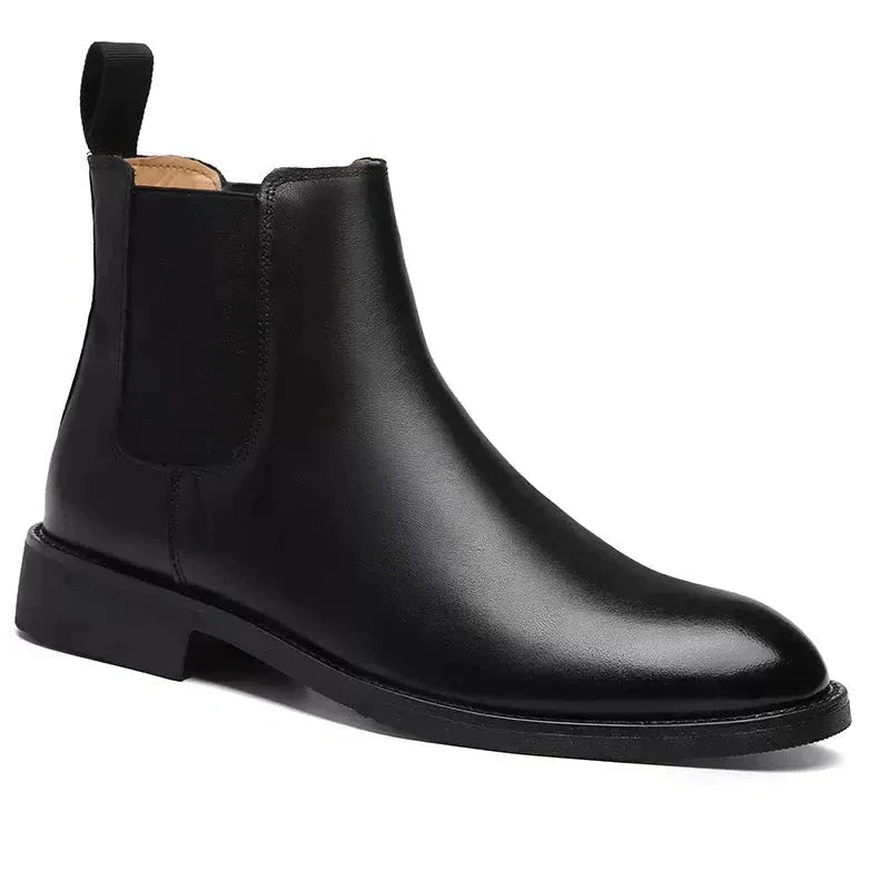Men's Leather & Suede Chelsea Boots in Black Leather