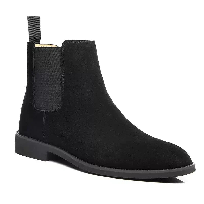 Men's Leather & Suede Chelsea Boots in Black Suede