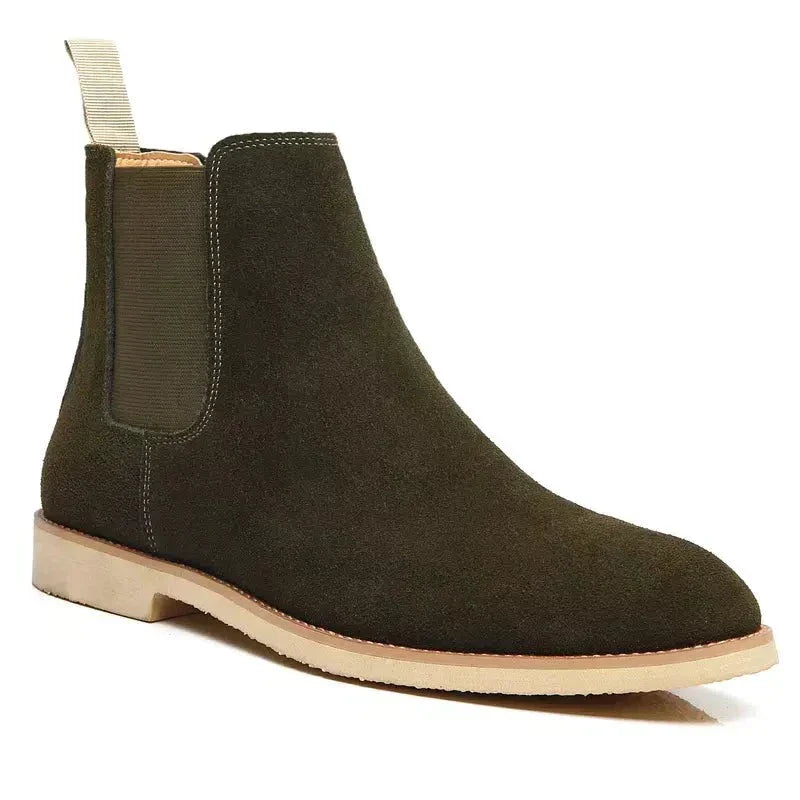 Men's Leather & Suede Chelsea Boots in Dark Green