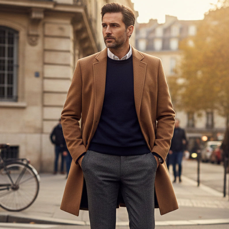 Men's Long Wool Overcoat for Smart Winter Style