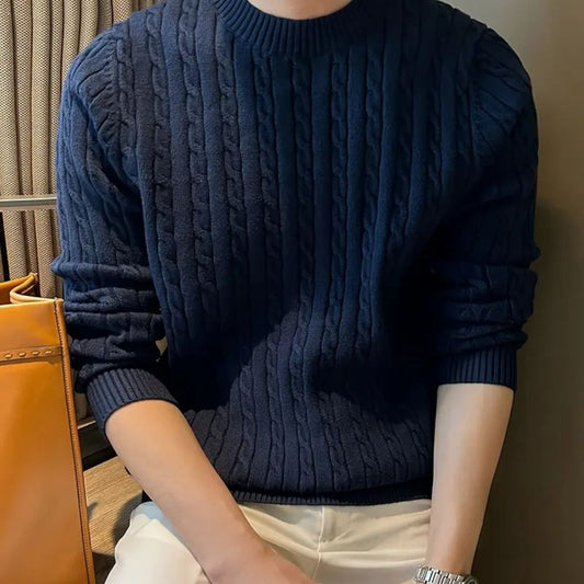 Men's Navy Cable Knit Sweater
